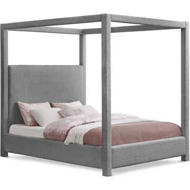 Eden Boucle Fabric King Bed In Grey