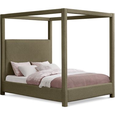 Eden Boucle Fabric King Bed In Olive