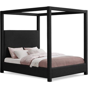 Eden Boucle Fabric Queen Bed In Black