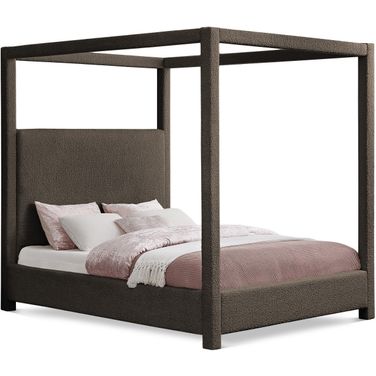 Eden Boucle Fabric Queen Bed In Brown