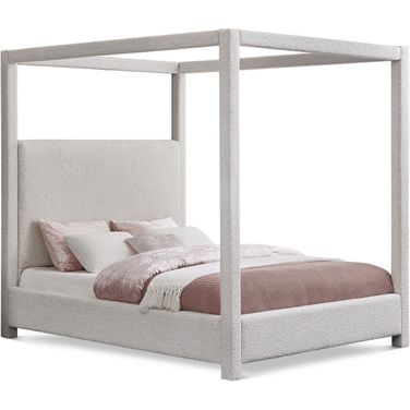 Eden Boucle Fabric Queen Bed In Cream
