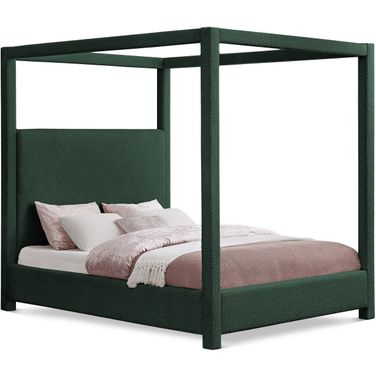 Eden Boucle Fabric Queen Bed In Green