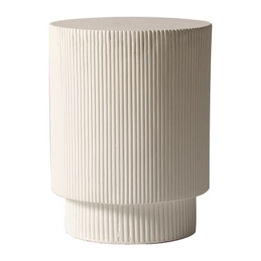 Eden Fiberglass Outdoor Side Table In White