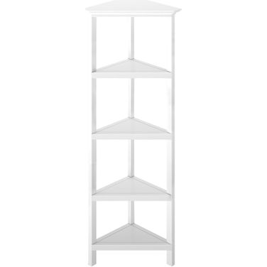 Edenton 4-Shelf Tall Wood Corner Bookcase with Open Bookshelves In White
