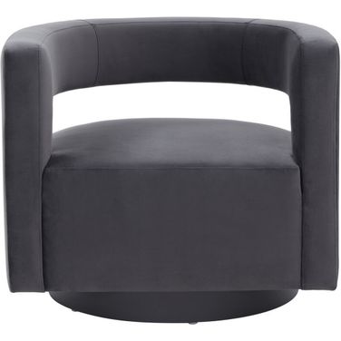 Edgar Velvet Swivel Chair In Black and Grey