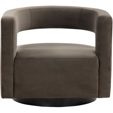 Edgar Velvet Swivel Chair In Dark Grey