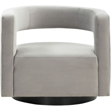 Edgar Velvet Swivel Chair In Light Grey
