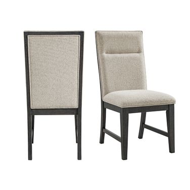Edge Dining Chair with Fabric Set of 2 In Espresso and Light Grey