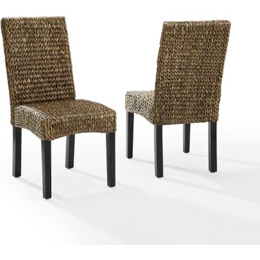Edgewater 2-Piece Dining Chair Set In Seagrass and Dark Brown