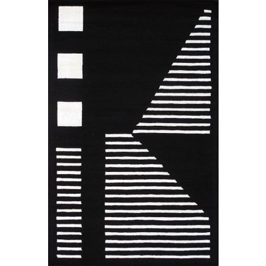 Edgy Collection Hand-Tufted Area Rug- 5' x 8' In Grey and Beige