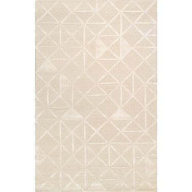 Edgy Collection Hand-Tufted Bamboo Silk and Wool Area Rug, 12' x 15' In Ivory