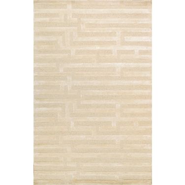 Edgy Collection Hand-Tufted Bamboo Silk and Wool Area Rug, 5' x 8' In Ivory