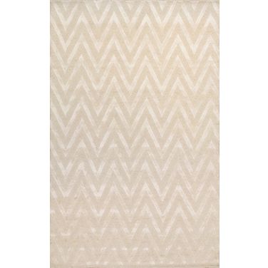Edgy Collection Hand-Tufted Bamboo Silk and Wool Area Rug, 9' 9" x 13' 9" In Ivory