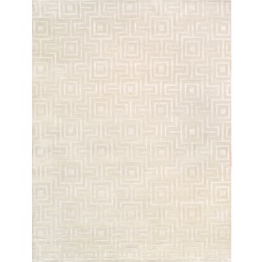 Edgy Collection Hand-Tufted BSilk and Wool Area Rug- 8' 9" x 11' 9" In Ivory