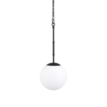 Edie Metal with Frosted Glass Globe 1 Light Pendant In Matte Black