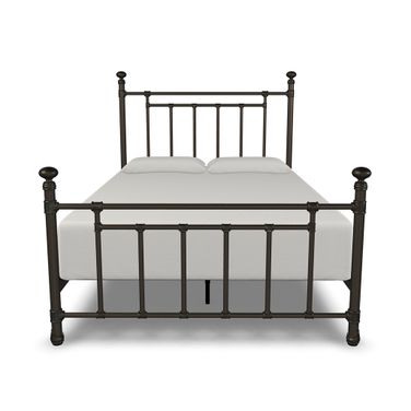 Edin King Complete Bed with Metal Profile and Platform Wood Slats In Weathered Bronze