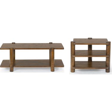 Edisyn Occasional Table Set In Medium Oak
