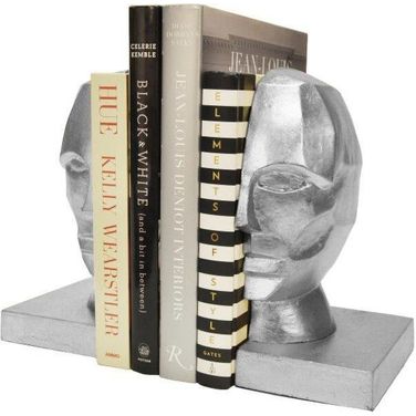 Edmund Silver Leaf Profile Bookends