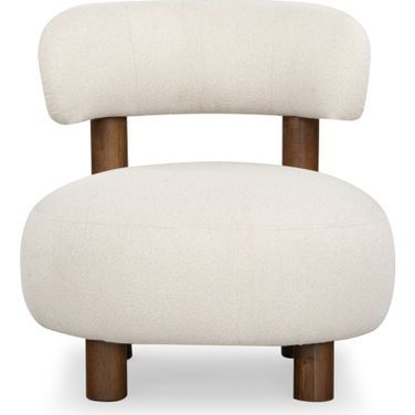 Eduardo Boucle Accent Chair In Tan and Walnut