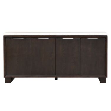 Edwyn Server with Natrual Marble Top In Espresso and Natural