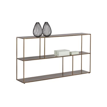 Eiffel Large Low Bookcase In Antique Brass