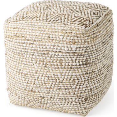 Ekani Cotton Pouf In Cream and Beige