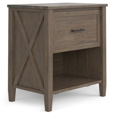 Ela Solid Wood Bedside Table In Smoky Brown