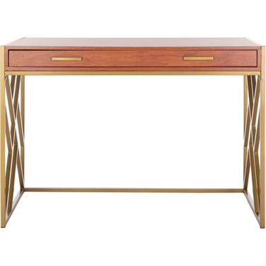 Elaine Natural and Gold 1 Drawer Desk