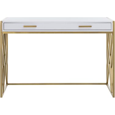 Elaine White and Gold 2-Drawer Desk