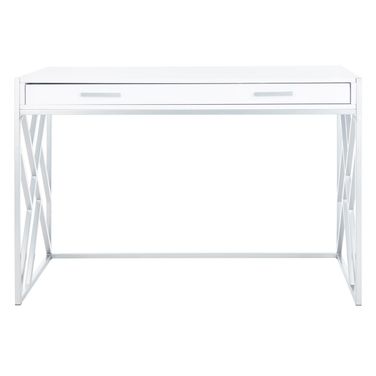 Elaine White and Silver 1 Drawer Desk