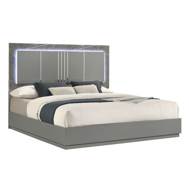 Elara Queen Panel Bed In Gray