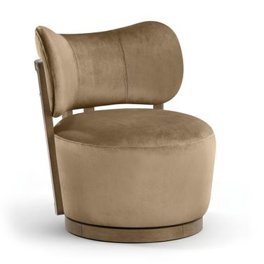 Elara Velvet Upholstered Swivel Accent Chair In Beige