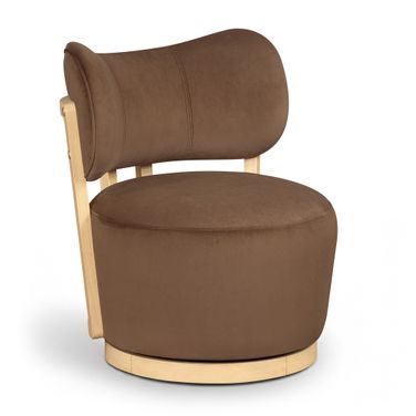 Elara Velvet Upholstered Swivel Accent Chair In Brown