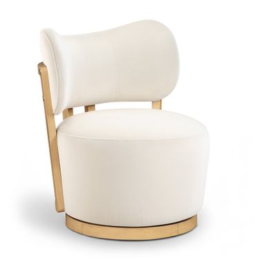 Elara Velvet Upholstered Swivel Accent Chair In Cream