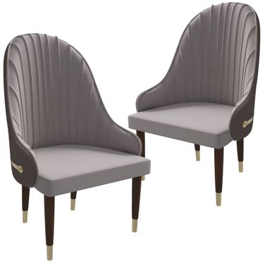 Elara Wooden Dining Chair Set of 2 In Two-Tone Taupe