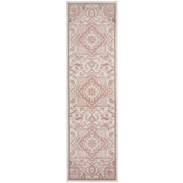 Elation 2'3" x 7'6" Indoor Rug In Ivory and Brick