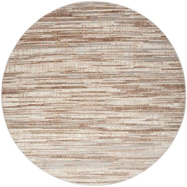 Elation 7'10" x 7'10" Round Modern Indoor Rug In Ivory Grey