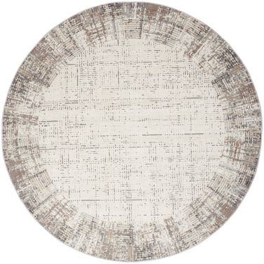 Elation 7'10" x 7'10" Round Modern Indoor Rug In Ivory Grey