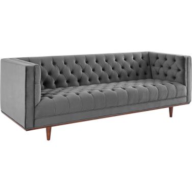 Elation Tufted Performance Velvet Sofa In Gray