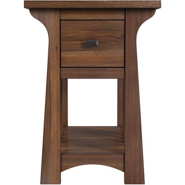 Eldora Chairside Table In Saddle Brown