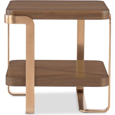 Eleana End Table In Walnut and Bronze