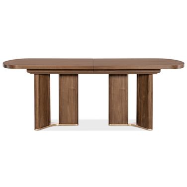 Eleana Rectangle Dining Table with Two 20 Inch Leaves In Walnut and Bronze