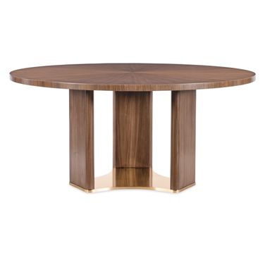Eleana Round Dining Table In Walnut and Bronze