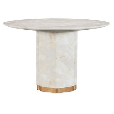 Eleana Round Dining Table In White and Bronze