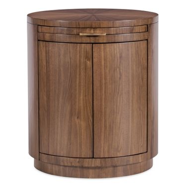 Eleana Round Nightstand In Walnut