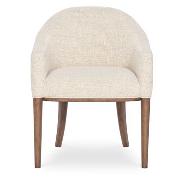 Eleana Upholstered Arm Chair In Walnut and Beige