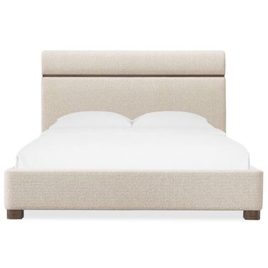 Eleana Upholstered King Panel Bed In Walnut and Beige