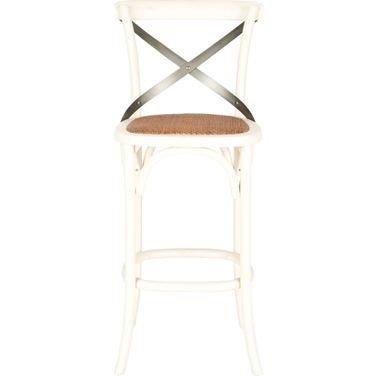 Eleanor Ivory and Medium Brown X-Back Bar Stool