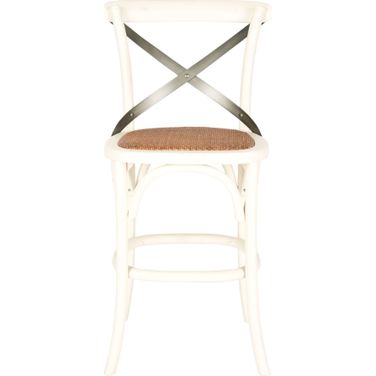 Eleanor Ivory and Medium Brown X-Back Counter Stool