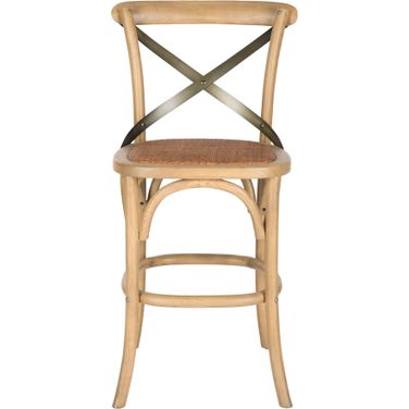 Eleanor Weathered Oak and Medium Brown X-Back Counter Stool